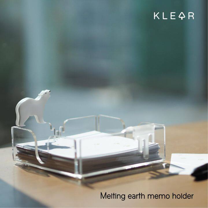 klearobject-melting-earth-memo-holder-กล่องใส่กระดาษโน๊ต-กระดาษจดบันทึก-ใส่นามบัตร-ของใช้บนโต๊ะทำงาน-กล่องอะคริลิคใส-กล่องนามบัตร