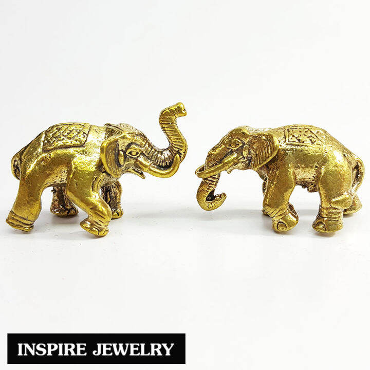 inspire-jewelry-ช้างนำโชค-1-คู่-เสริมดวง-ทองเหลืองจิ๋ว-2-cm