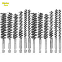 ShiningLove 14pcs 1/4" Hex Shank Stainless Steel Bore Cleaning Brushes Set With 1/4 Inch Hex Shank Handle For Power Drill