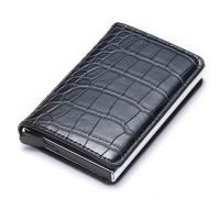 【CW】☎  Bycobecy Custom Credit Card Holder Leather Wallet Men Aluminum Bank CardHolder Cards Money