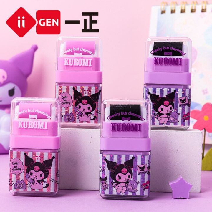 sanrio-kuromi-ยางลบลูกกลิ้งการ์ตูน-ruer-20ชิ้นอุปกรณ์สำหรับเด็กนักเรียนยางลบลายน่ารักร้านเครื่องเขียนขายส่ง