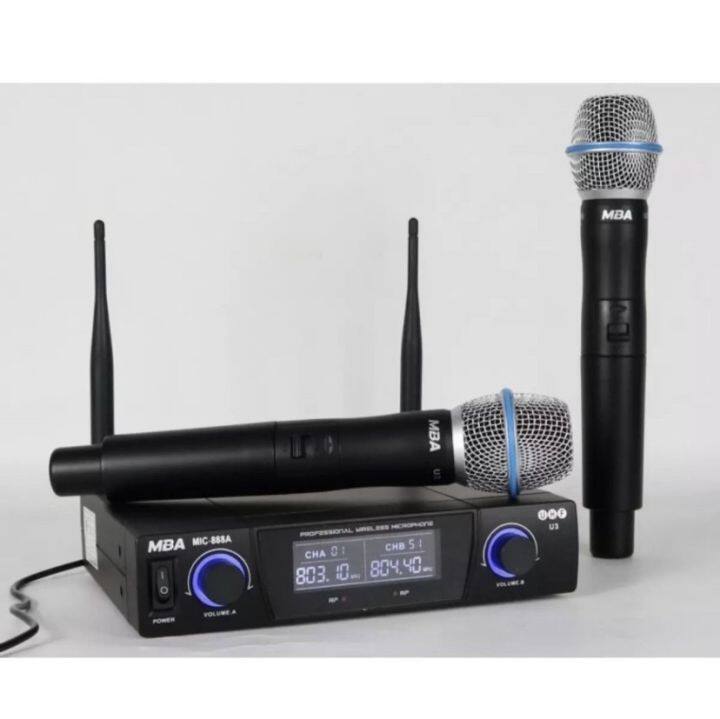 mba-ไมค์ลอยคู่-uhf-wireless-miccrophone-ไมค์โครโฟนไร้สาย-mba-รุ่น-mic-888a-u3