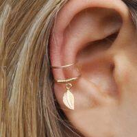 DOREEN Fake 5PcsSet Cartilage Gold Leaf Clip On Ear Cuffs