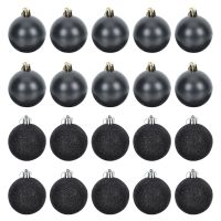 24Pcs Glitter Baubles Christmas Tree Ornament Christmas Sphere Christmas Tree Black Balls Winter Hanging Decoration