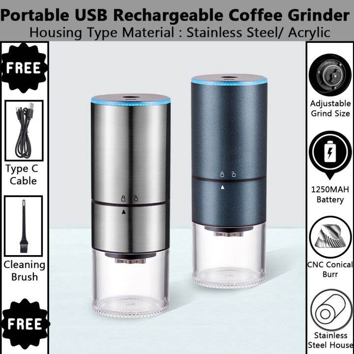 Coffee Portable Electric Coffee Grinder Automatic Type C USB Rechargeable  Ceramic Burr Grind