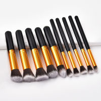 10Pcs ชุดแปรงแต่งหน้าอายแชโดว์คอนซีลเลอร์ Lip Eye ชุดแปรงแต่งหน้า Black Foundation Powder Blush Professional Cosmetics Tool