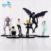 โมเดลหุ่นนักฆ่าอะนิเมะ6ชิ้น/เซ็ตรูปปั้น POUKL Yagami Light Rem Misa Ryuk ตุ๊กตาขยับแขนขาได้ของเล่น Modle หุ่นของเล่นอะนิเมะเรื่อง Death Note