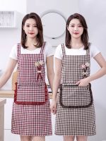 ◈ style womens thickened breathable home kitchen cooking work clothes sleeveless plaid