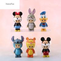 SUNNYFAN ฟิกเกอร์ตัวการ์ตูนฟิกเกอร์ตัวการ์ตูนมิกกี้มิกกี้ตุ๊กตาของเล่นเป็ด PVC ตุ๊กตาโมเดลหุ่นของเล่นสำหรับตกแต่งจำนวน6ชิ้น/ชุด