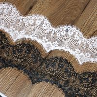 [HOT!] 10 cm 3 yard fashionable high quality hand made DIY black and white eyelash lace trim lace fabric