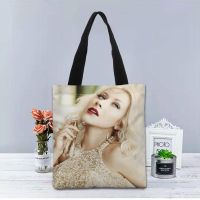 Custom Logo Christina Aguilera Printed Handbag Canvas Tote Bags Shopping Travel Casual Useful Shoulder Bag Women Bag 1208