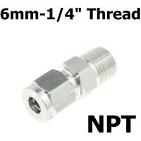 ด้ายชาย Npt "Pt 6มม. 8มม. 1/4" 1/2 "นิ้วท่อปลอกท่อสเตนเลสสำหรับการบีบอัด Sus304ขั้วต่อ Ss