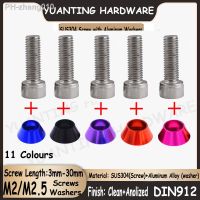 20Sets M2 M2.5 DIN912 SUS304 Stainless Steel Hexagon Socket Cap Head Screws with Matched Colorful Aluminum Washers Screw Gaskets