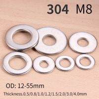 1-50pcs 304 Stainless Steel Flat Washers Plain Gasket Pad RingThickness.0.5/0.8/1.0/1.2/1.5/2.0/3.0/4.0mm M8 OD 12-55mm Nails Screws  Fasteners