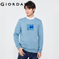 GIORDANO Men Chenhui Series Sweatshirts Fleece-Lined Small Art Print Sweatshirts Crewneck Fashion Casual Sweatshirts 91093266