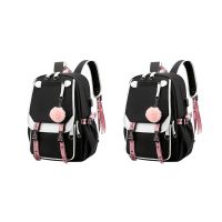 2X Women Girls School Backpacks Anti Theft USB Charge Backpack Waterproof Bagpack School Bags Teenage Travel Bag Black