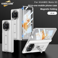 KISSCASE เคสโทรศัพท์หนังระบบแม่เหล็กแบบธรรมดาพร้อมฐานตั้งสำหรับ Huawei Mate เคส X3พร้อมกระจกหน้าจอด้านหน้าฟิล์มสำหรับ HUAWEI Mate HUAWEI X3คู่หรูหราฝาครอบป้องกันการกระแทกสุดคลาสสิกไฮเอนด์