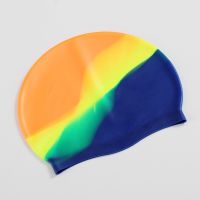 Men Women Silicone Waterproof Swimming Cap Gradient Color Dry Hair Swim Cap for Adult Protect Ears Swim Hat Swimming Accessories Swim Caps