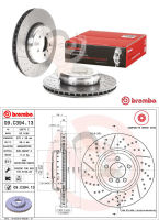 D09 C394 13 จานเบรค ล้อ F (ยี่ห้อ BREMBO) รุ่น HC UV PVT BMW ซีรี่ส์ 3 F30, ซีรี่ส์ 4 F32 (M) F20/21 Drilled/Groove ปี2011-&amp;gt;