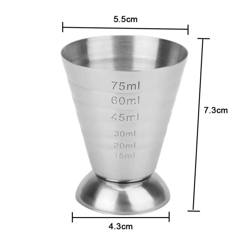 75Ml Stainless Steel Measure Cup Jigger Shot Drink Spirit Mixed Cocktail  Beaker 