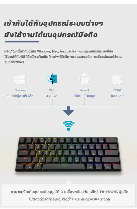 คีย์บอร์ด-คีย์บอร์ดคอม-blue-switch-red-switch-61key-คีร์บอดไร้สาย-mechanical-keyboard-คีย์บอร์ดมีไฟ-bluetooth-5-0-type-c-เหมาะสำหรับเล่นเกม-คีย์บอร์ดกดเสียงดัง-คีย์บอร์ด-บลูทูธ-คีย์บอร์ดเกมมิ่ง-แป้นคี