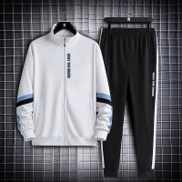 Mens Set Sportswear Spring Autumn Men Printed Tracksuit Two Piece Sets Jacket+Pants Sweatsuit Casual Sports Suit Mens Clothing