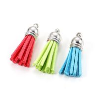 【YF】卐  7-70pcs 38mm Sliver Suede Faux Leather Tassels Keychain Cellphone Straps Jewelry Pendant Crafts Accessories Tassel