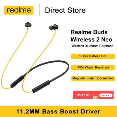 Realme Buds Wireless 2 Neo Bluetooth 5.0 Eearphone 11.2 Large Bass Boost Driver 17Hrs Battery Life IPX4 Music Sport Earbuds