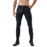 ผู้ชายยืด Gothic Tights Leggings Club กางเกง Shiny Latex หนังกางเกง Biker กางเกง Faux หนัง Clubwear Legging