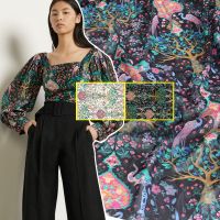 Luxury Brand Stretch Satin Polyester Fabric Cloth Meter Material Soft Dress Printed Sewing Clothing Handmade Chiffon Fabrics