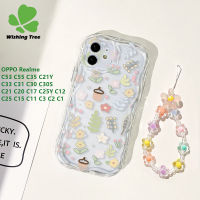 เคสสำหรับ OPPO Realme C53 C55 C35 C33 C31 C30 C30S C21Y C25Y C21 C20 C25 C12 C15 C11 C3 C2เคสโทรศัพท์โปร่งแสงแฟชั่นรูปผู้หญิงเคสดอกไม้และต้นไม้สุดสร้างสรรค์ขอบโค้งแบบนิ่ม TPU ด้านหลังคลุมด้วยสร้อยข้อมือ