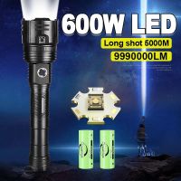 990000LM 600W LED Powerful Flashlight USB Recharge Flash Light 26650 High Power Led Flashlights Tactical Lantern Long Shot Torch Rechargeable  Flashli