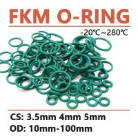 Ketebalan CS 3.5Mm 4Mm 5Mm Gasket Cincin O Karet Fluor FKM Hijau OD 10-100Mm Cincin O Bundar Segel Oli dan Tahan Asam