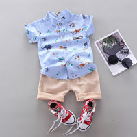 IENENS Summer Toddler Short Sleeves Clothing Sets 0-4 Years Baby Cotton Outfits 2PCS Boy Animals Print Shirts + Shorts Kids Casual Clothes Suits