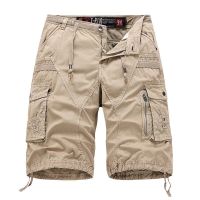 Mens Pants Short Casual Cargo Trousers Large Size Male Shorts Elastic Waist Pant Khaki Wild-Match