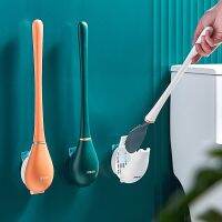 Silicone Baseball Toilet Brushes With Holder Set Punchless Wall-Mounted Long Handled Toilet Cleaning Brush Bathroom Accessories