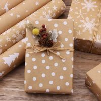 FEIMI59 Craft 44x100cm Snowflake Xmas Tree New Year Kraft Paper Gift Wrapping Paper Christmas Decoration Scrapbook Party Supplies