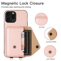 เคสหนัง IPhone มีสายคล้องปรับได้สำหรับ IPhone 11 12 13 14 Pro Max ฝาครอบโทรศัพท์พร้อมที่เก็บบัตรเคสโทรศัพท์ hixuanyazhuangx