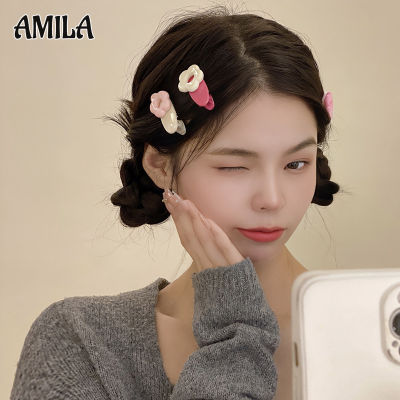 AMILA เกาหลีดอกไม้สีชมพูน่ารักใหม่คลิปผมหวานกิ๊บกิ๊บปากเป็ดกล้วยสำหรับเด็ก