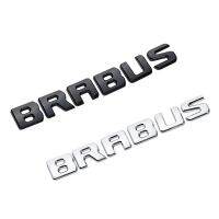 โลโก้ด้านหลังสำหรับ Mercedes Benz BRABUS สติกเกอร์ติดท้ายรถชุดเครื่องแต่งกายรูปพิซซ่าสีเงินสีดำติด Hiasan Mobil