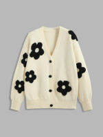 Cider V-neck Graphic Floral Button Cardigan