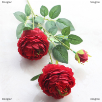 Donglon 3หัวดอกกุหลาบยุโรปผ้าไหมเทียมดอกไม้ Peony สำหรับ Home Wedding Wall decors