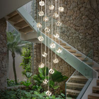 Modern LED Square Shape Crystal Chandelier Lighting Large Ho Restaurant Staircase Chandeliers Living Room Cristal Hang Lamps