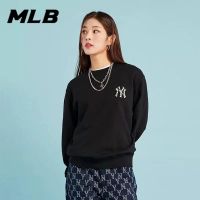 เสื้อกันหนาว คอกลม ผ้าฝ้าย ขนาดใหญ่ ปักลายโลโก้ MLB NY ของแท้ สําหรับผู้ชาย และผู้หญิง