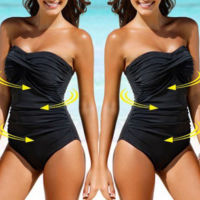 【CW】Womens Swimwear Swimsuit Push Up Bathingsuit Solid Beach Bikini Bodysuit Monokini Plus Size Beachwear Купальни