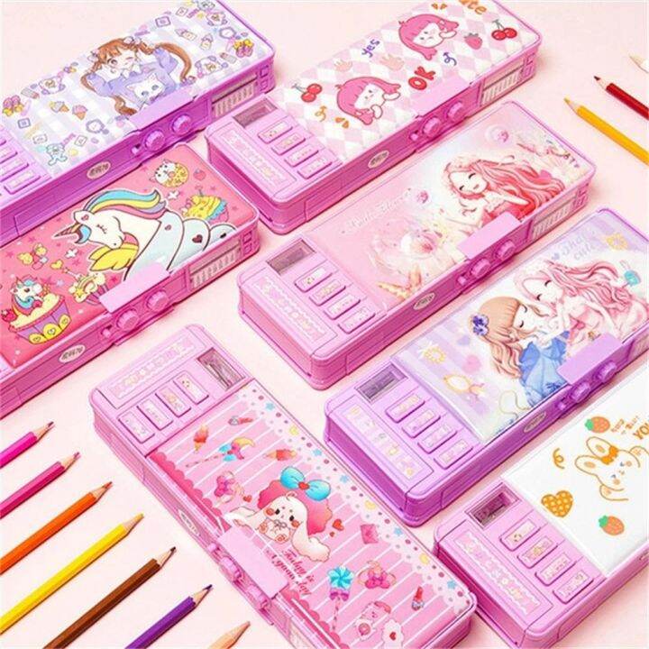 GINKG School Supplies Girl Password Student Cartoon Combination Lock Pencil Case Pencil Box