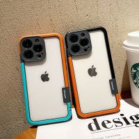 เคสโทรศัพท์กรอบกันกระแทกขอบสองสีสำหรับ IPhone 11 12 13 14 15 Pro Max XR X XS Max 12 13 Mini 7 8 Plus ไม่มีฝาหลัง