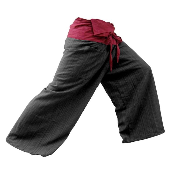 thai-pants-lay-ใส่สบาย-สวยแบบเท่ๆ-กางเกงเลย์ผ้าฝ่าย-2toneเป็นกางเกงเลย์ใส่สบาย-ขนาด-free-size-แดงดำ