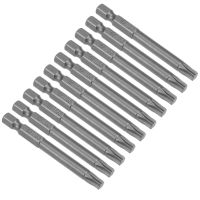 Uxcell 10Pcs S2 T10/30/20/40แม่เหล็กหัว Torx 1/4นิ้ว Hex Shank ไขควง Bits 75/65/50มม.ไฟฟ้าอุปกรณ์ทำมือ