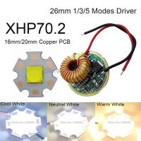 ครี XHP70. 2 6โวลต์เย็นสีขาวเป็นกลางสีขาวอบอุ่นสีขาว LED E mitter 16มิลลิเมตร20มิลลิเมตรทองแดง PCB 26มิลลิเมตร1โหมด5โหมดไดร์เวอร์